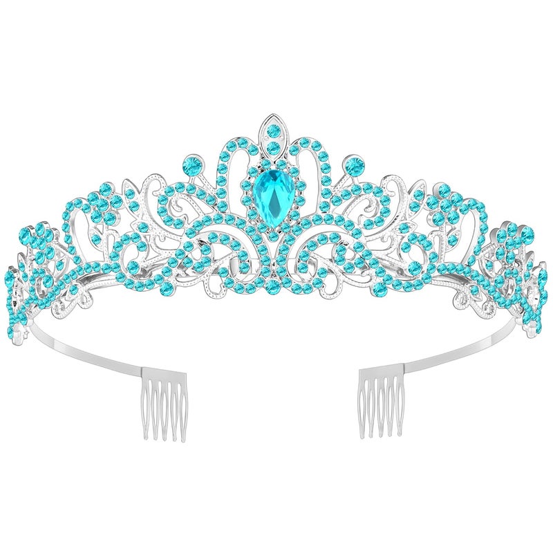 Queenship Tiara Crown for Women, Queen Tiara for Birthday Prom Bridal Party Custome Blue - Image 1